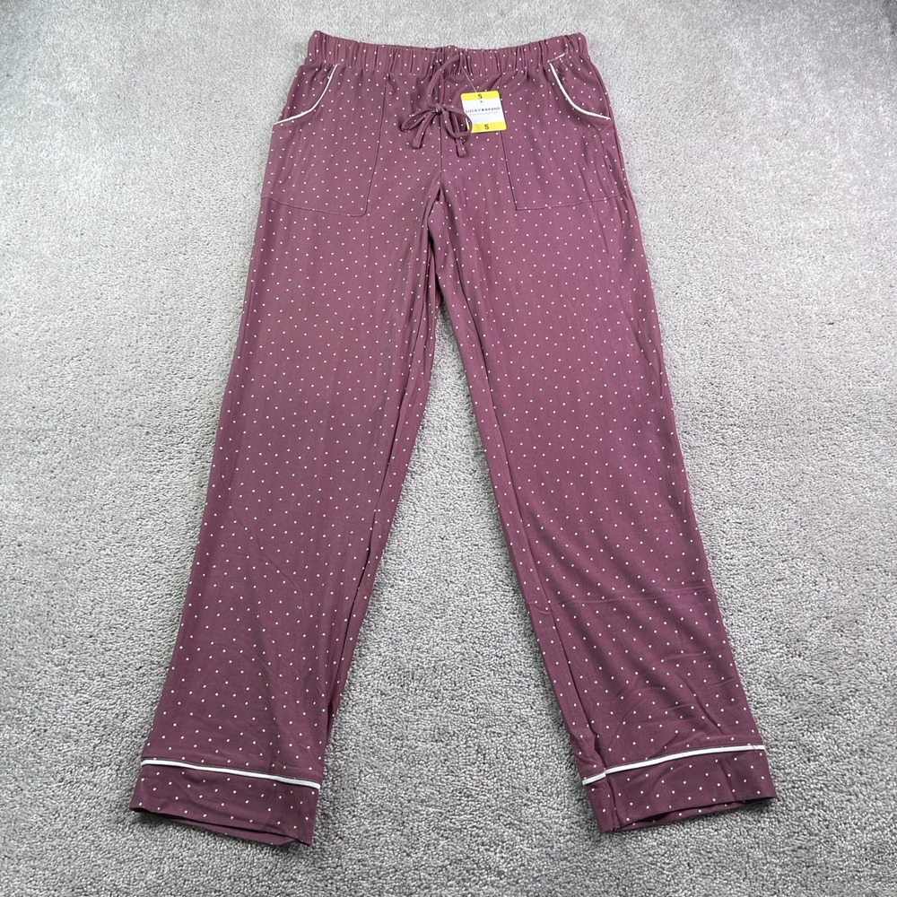 NEW‎ Lucky Brand Pants Women Small Pink Polka Dot Pajama Lounge Sleepwear Comfy